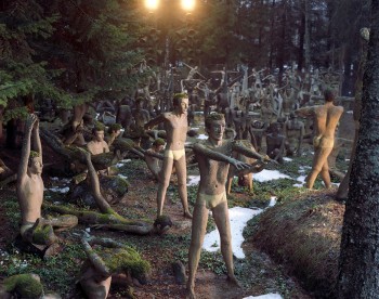 Extended self-portrait? Veijo Rönkkönen took up yoga in the 1960s, and started creating yoga figures soon after. In this Finnish back yard, the yoga park with its 250 statues is an extraordinary artistic creation. - Photo: Veli Granö.